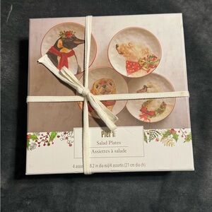4 NIB Pier 1 Christmas Animal Salad Plates. Seal, Penguin, Swan & Polar Bear.